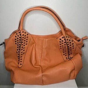 Orange Creme Bohemian Black Rivet Shoulder Bag